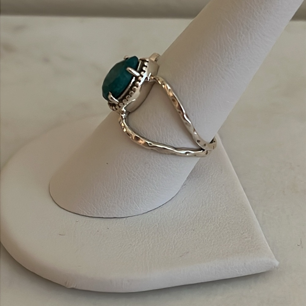 925 Solid Sterling Silver Emerald Gemstone Ring S… - image 3